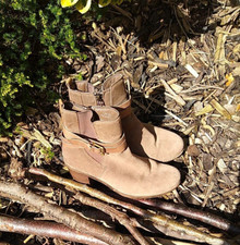 Used Marks and Spencer "Footglove Wider Fit" size 5.5, Taupe Suede Ankle boots