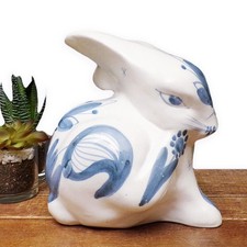 David Sharp Rabbit Ornament Figurine Rye Pottery Signed Vintage Bunny Ceramic
