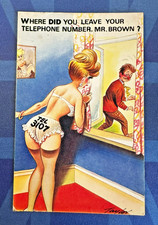 Saucy Bamforth Comic Postcard 1960s Nylons Panties TELEPHONE NUMBER No 2481