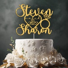 Personalised Engagement Cake Topper Custom Couple Name Date Anniversary Party