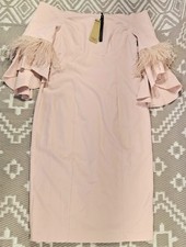 COAST Womens Sadie Feather Trim Shift Dress Size 18 Blush Occasion Cocktail BNWT