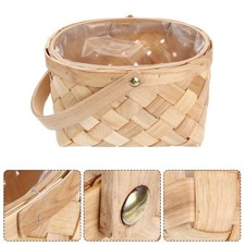  Woven Baskets for Storage Rattan Natural with Long Handle Straw Handles