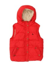 JACK WILLS Womens Sherpa Hooded Padded Gilet UK 8 Small Red Nylon AG11