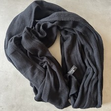 Chanel Black Large Cashmere Scarf With Logo Both Ends 200x65 Cm