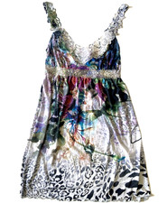 CLAIRE PETTIBONE XS Luxury Lingerie Floral Lace Slip Dress Chemise Nightgown NEW