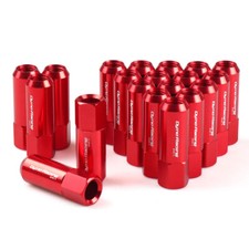 20pcs Extended Tuner Racing Lug Nuts M14X1.5 Wheel Open End Forged Aluminum Red