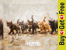 Adorable Kittens Oil Painting