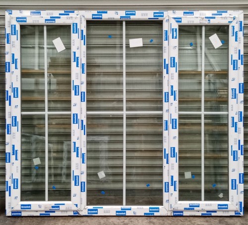 White plastic upvc window - white,