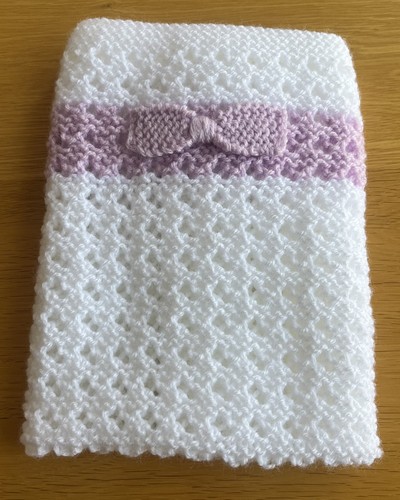 Hand knitted white - knitted, lilac