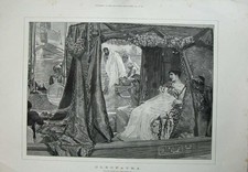 Old Antique Print 1887 Alma Tadema Fine Art Cleopatra River Boat Natives 19th