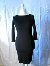 Jus d'Orange Paris Black Bodycon Party Dress with Embellished Shoulders. UK 8/10