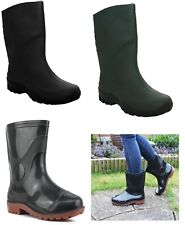 MENS WOMENS SHORT WIDE CALF WELLINGTON UNISEX RAIN BOOTS HALF WELLIES UK 4-12