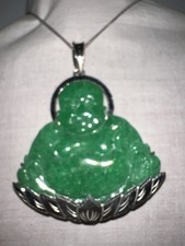 Real Silver/ Jade Buddha Pendant