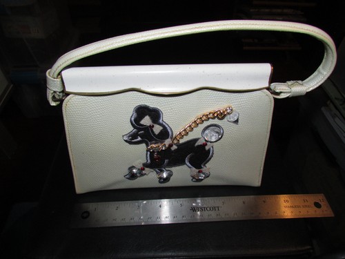 Poodle purse handbag - purse, white