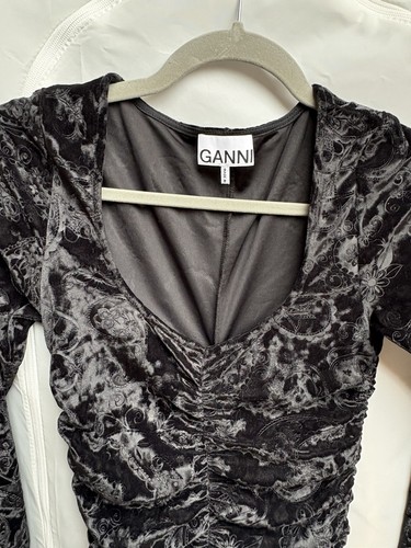 Ganni black velvet - black, paisley