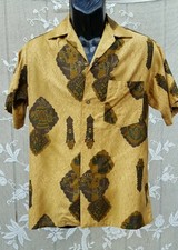 Vtg Hawaiian Shirt Tiki Drums