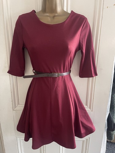 Burgundy skater belted - burgundy,