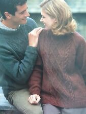 KNITTING PATTERN Ladies/Mens Aran Cable Round Neck Jumper Sweater 30"- 52" (515)
