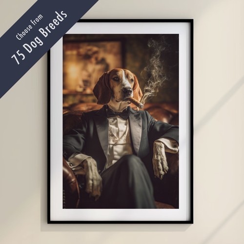 Funny dog smoking cigar print - funny,