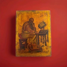 Orthodox Catholic Mounted Icon Craquelure St John The Apostle Jesus Christ Mary