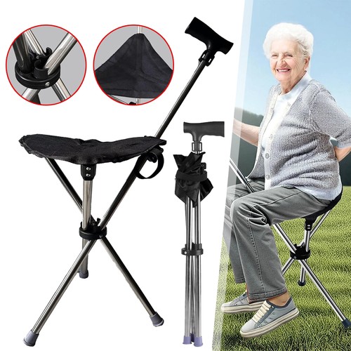 Folding seat cane walking - folding,