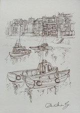Ink drawing St Ives Cornwall