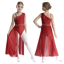 UK Girls Lyrical Contemporary Modern Dance Costumes Ballet Leotard Dresses