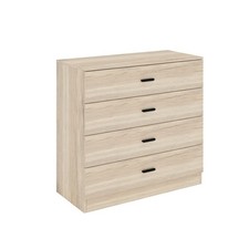 Modern Oak 4 Drawer Chest Wide