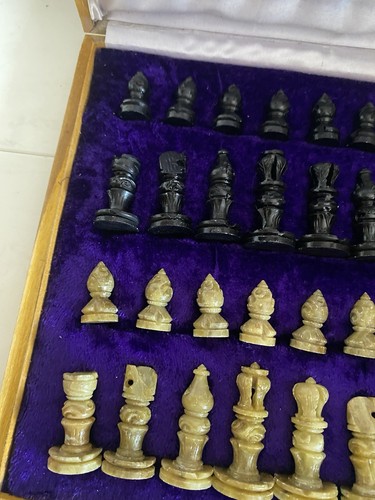 Vintage stone chess set - stone,