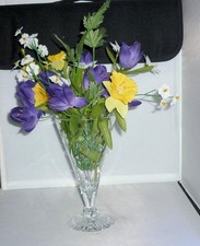 BEAUTIFUL VINTAGE RETRO CLEAR CRYSTAL GLASS TRUMPET VASE