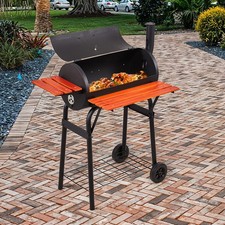 Large Outdoor Barbecue Charcoal BBQ Grill and Smoker with Side and Front Shelves