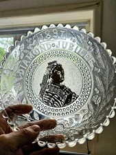 1897 Queen Victoria Diamond Jubilee glass fruit bowl 9inch x 2inch