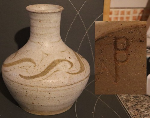 Studio pottery bulbous vase - bulbous,