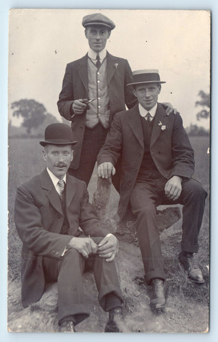 Postcard three men - postcard,