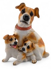 Decorative Resin Figure Group Of A Jack Russell With Two Puppies, H23cm