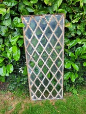 Victorian Cast Iron Diamond Leaded Window – 115×47.5cm, Glazed Panel with Patina