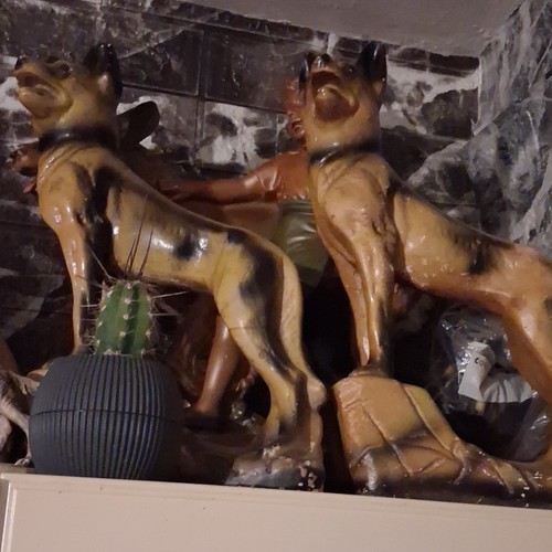 Two old antique - antique, dogs