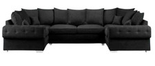 Cambridge Midnight U-Shape Sofa Set Suite Lounge In Grey/Black/blue Exclusive