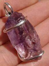 Amethyst pendant natural rough purple Quartz crystal mineral handmade