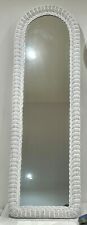 Large White Wicker Wall Mirror Coastal Style Vintage Circa 1980s