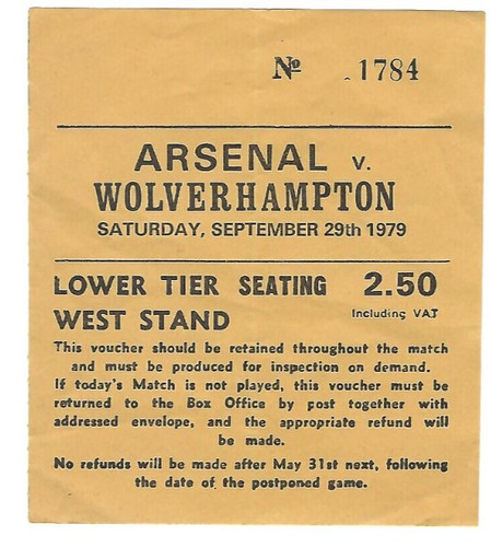 Ticket stub arsenal - ticket, v