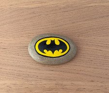 Hand painted pebble art Batman