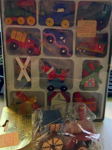 Wooden ornaments vintage nos - wooden,