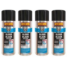 Hycote Gloss Black Fast Drying Aerosol Spray Paint 400mL x4 Kit 1.6 Litres