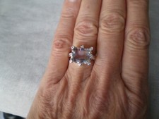 Zebra Fluorite & Zircon ring