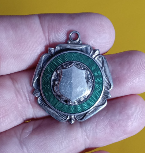 Vintage silver enamel medal - silver, &