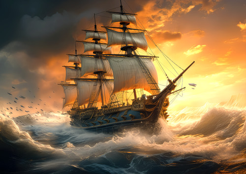 Sail ship seascape - sail,