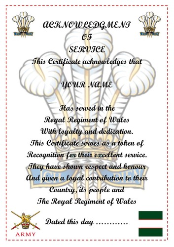 Royal regiment wales - of,