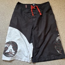 AIRWALK Mens Large Board Shorts Black White Streetwear Skateboarding BMX USA