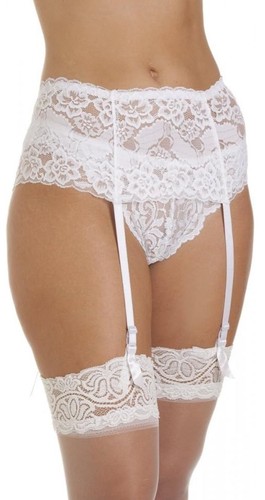 White deep lace suspender - deep,